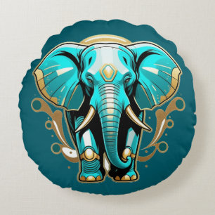 Cojín Redondo Sabio como un elefante brocado poliéster