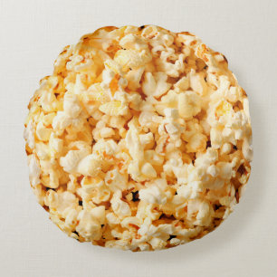 Cojín Redondo Sabrosas palomitas de maíz en todo el fondo. Alim