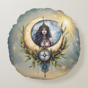 Cojín Redondo Sacerdotisa de la Luna – Guardiana del Equilibrio