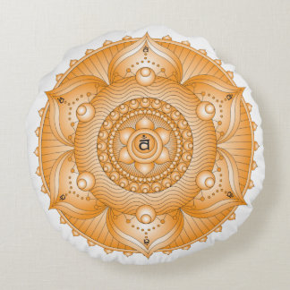 Cojín Redondo Sacral Chakra Naranja Mandala Round Pillow