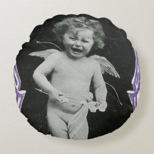 Cojín Redondo Sad Cherub Angel Print