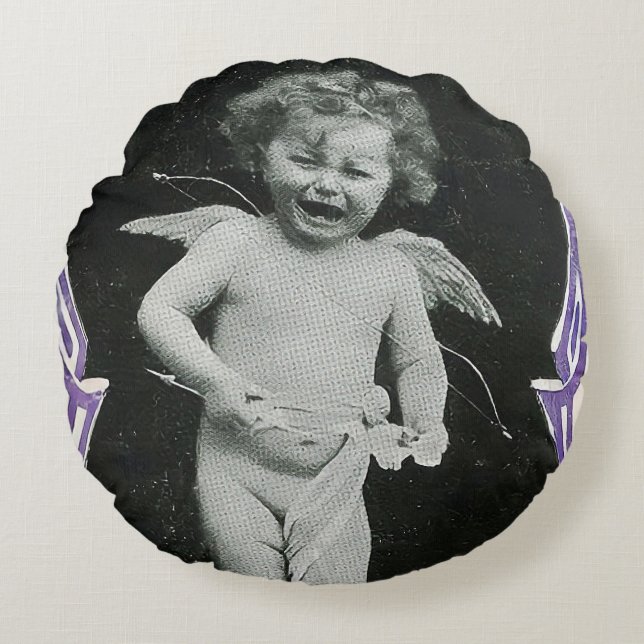 Cojín Redondo Sad Cherub Angel Print (Anverso)