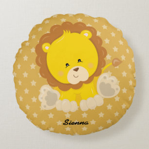 Cojín Redondo Safari Animal, elige tu propio color de fondo