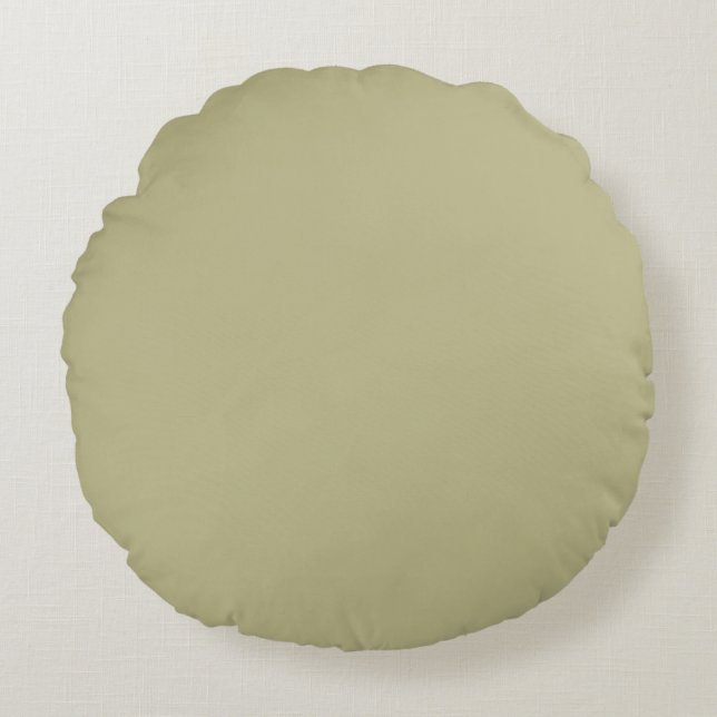 Cojín Redondo Sage Green Uniform Sólido Colores Boho (Anverso)