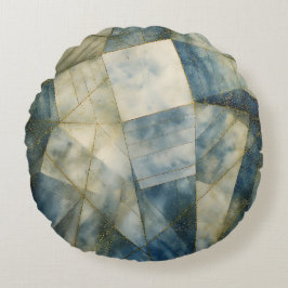 Cojín Redondo Sage Olive Green Gold Geométrico Resumen Natural