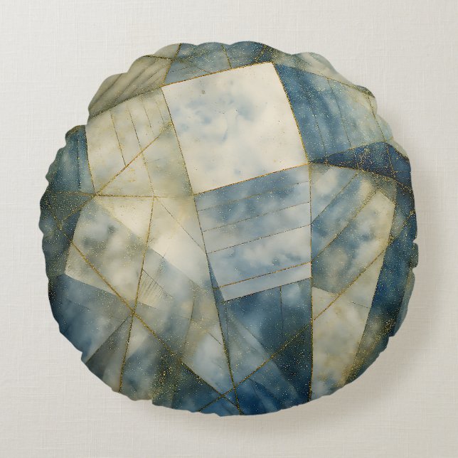 Cojín Redondo Sage Olive Green Gold Geométrico Resumen Natural (Anverso)