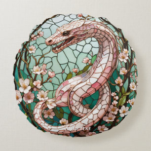 Cojín Redondo Sakura de serpiente rosada banal