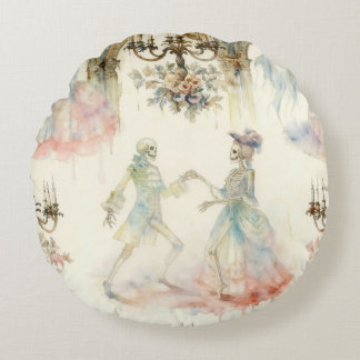 Cojín Redondo Sala de baile de esqueletos victorianos