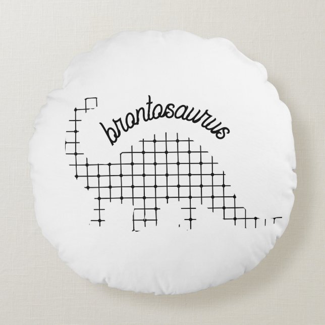 Cojín Redondo Sala de Niños Brontosaurus Dinosaur (Anverso)