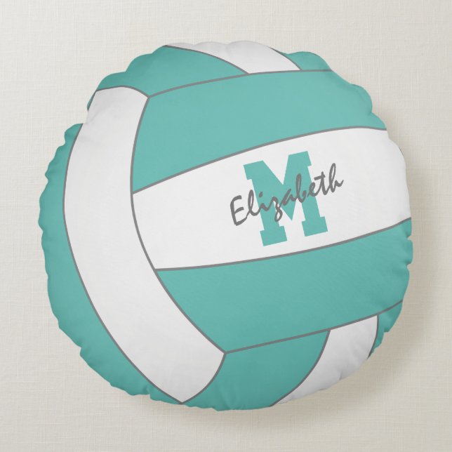 Cojín Redondo sala de voleibol chica ligero verde azulado o CUAL (Anverso)