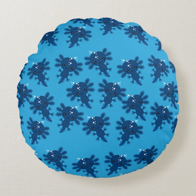 Cojín Redondo Salamander Axotl exótico (Anverso)