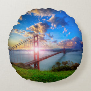 Cojín Redondo Salida del sol del Golden Gate