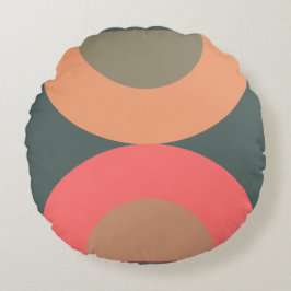 Cojín Redondo Salmón y oliva modernos de mediados del siglo XX