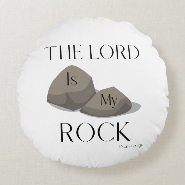Cojín Redondo Salmos 18:2 Biblia Scripture Cita KJV (Anverso)