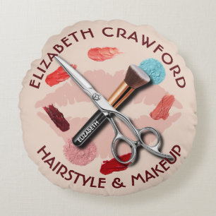 Cojín Redondo Salón De Belleza Elegante Y Con Su Nombre