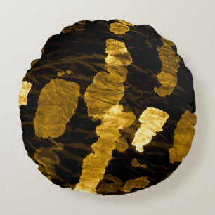 Cojín Redondo salpicadura de tintes amarillos, patrón de acuarel