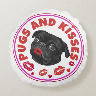 Cojín Redondo Saltos Y Besos   Pun cutáneo   Pug Lovers
