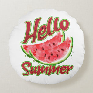 Cojín Redondo Saludo   Diseño de sandía acuática