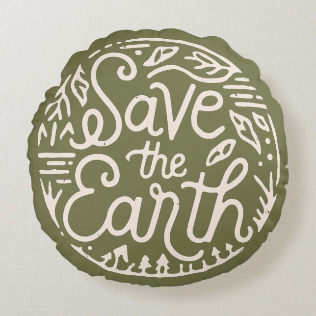 Cojín Redondo Salvar la estética ecológica ecológica de la tierr (Anverso)