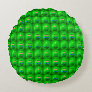 Cojín Redondo Salven la insignia Madge brillante arte verde