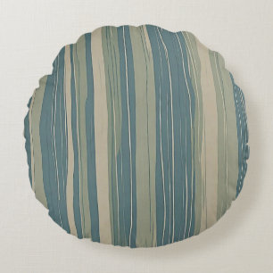 Cojín Redondo Salvia azul teal y rayas beige