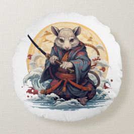 Cojín Redondo Samurai Rat Throw Pillows