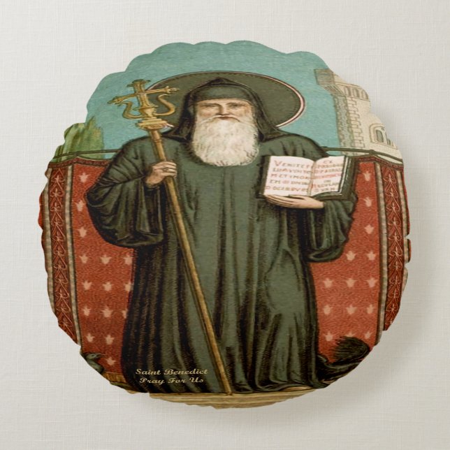 Cojín Redondo San Benito de Nursia (Anverso)