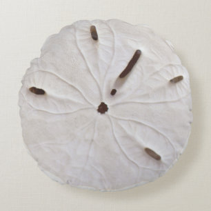 Cojín Redondo Sand Dollar Beach Coastal White Gray Trendy Cotton