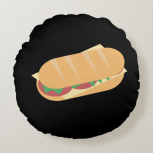 Cojín Redondo Sándwich Italiano Sub Queso y Lechuga Tomates
