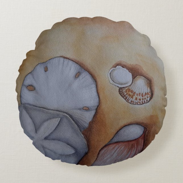 Cojín Redondo Sandy Seashells (Anverso)