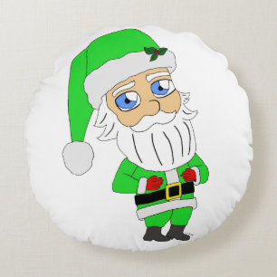 Cojín Redondo Santa Chibi traje verde