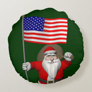 Cojín Redondo Santa Claus Con El Diseño De Los EEUU