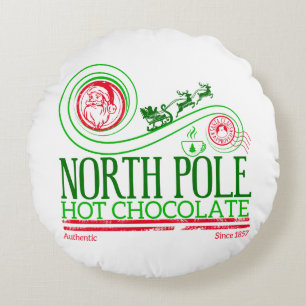 Cojín Redondo Santa Cláusula Polo Norte Chocolate caliente