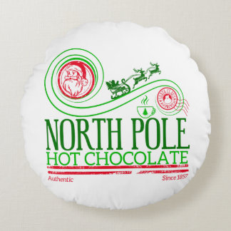 Cojín Redondo Santa Cláusula Polo Norte Chocolate caliente