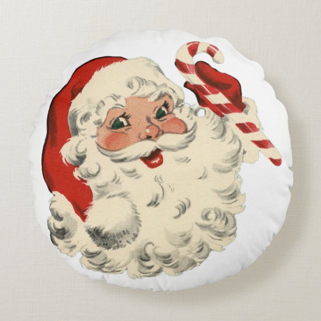 Cojín Redondo Santa con el bastón de caramelo (Anverso)