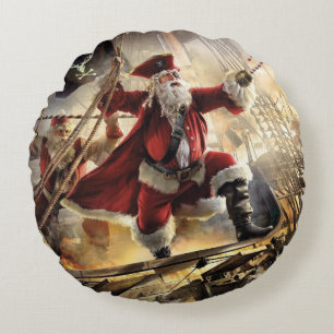 Cojín Redondo Santa Es Un Pirata