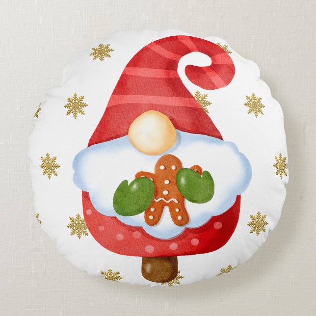 Cojín Redondo Santa Gnome (Anverso)