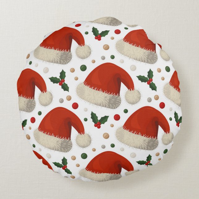 Cojín Redondo Santa Hats (Reverso)