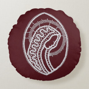 Cojín Redondo Santa María de la Virgen, encaje