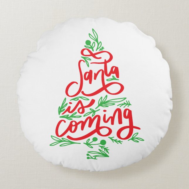 Cojín Redondo santa se acerca (Anverso)