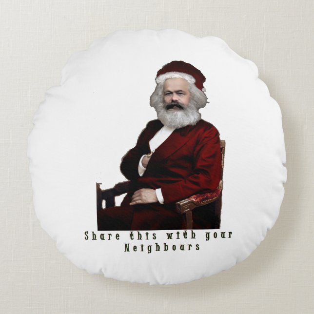 Cojín Redondo SantaKarl MarXmas (Anverso)
