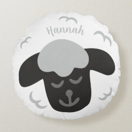 Cojín Redondo Schaf weiß schwarz personalisierbares Kinderkissen