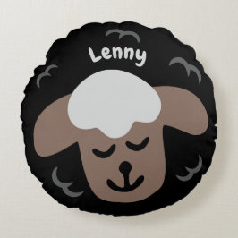 Cojín Redondo Scharzes Schaf - personalisierbares Kinderkissen