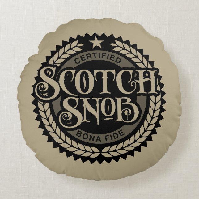 Cojín Redondo Scotch Snob - gracioso borracho de whisky (Anverso)