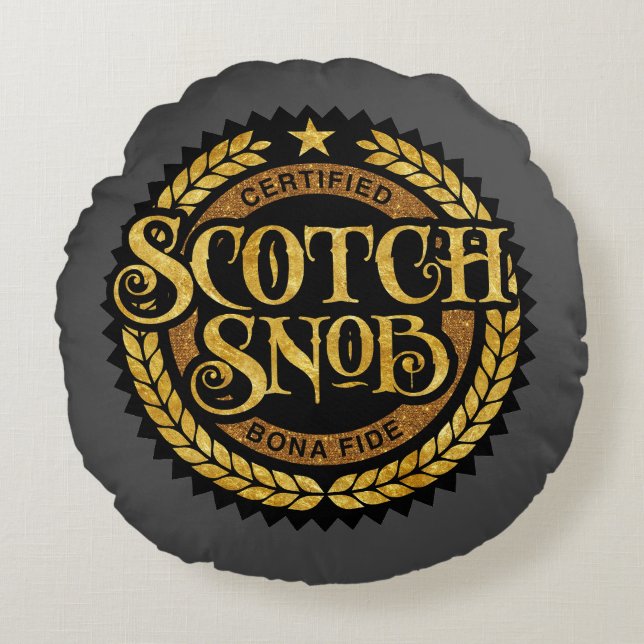 Cojín Redondo Scotch Snob - gracioso borracho de whisky (Anverso)