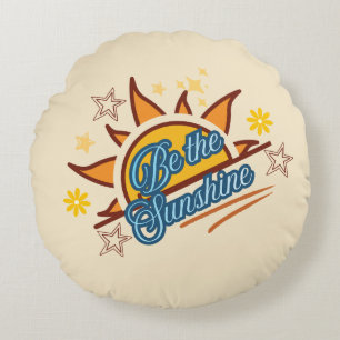 Cojín Redondo Sé el gráfico retro vintage del sol