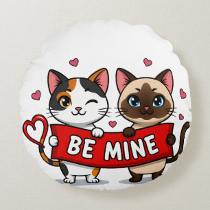 Cojín Redondo Sé MIÍA Gatos de San Valentín   Gatitos Lindos con