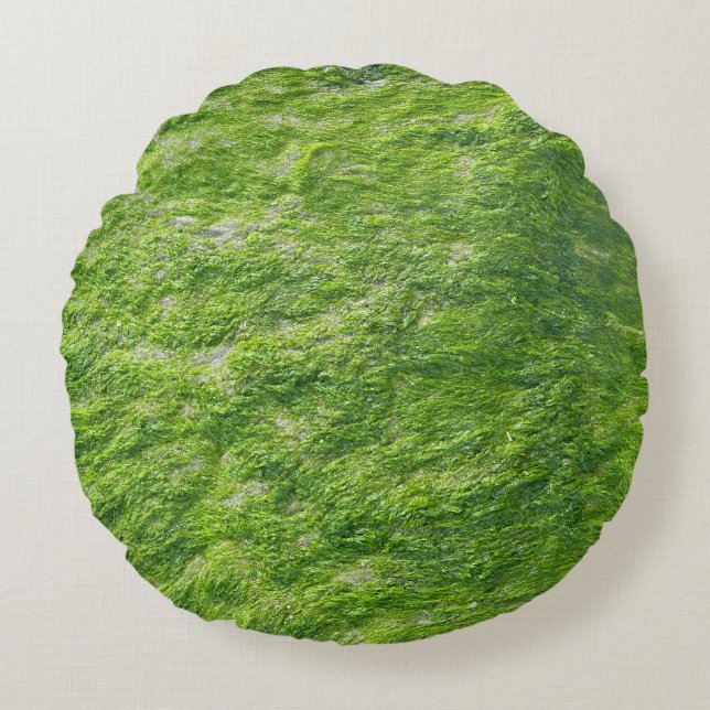 Cojín Redondo Sea Moss Green Nature Grass Beach Nautical (Anverso)