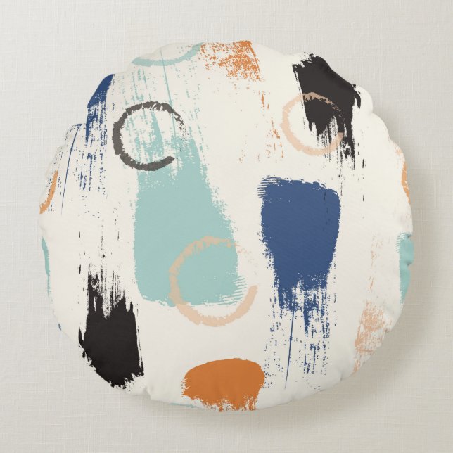 Cojín Redondo Seamless abstract pastel brush strokes pattern bac (Anverso)