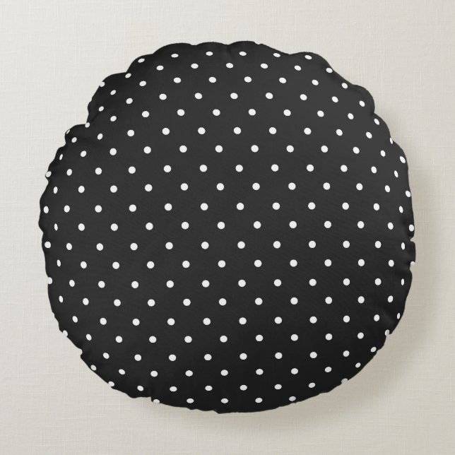 Cojín Redondo Seamless black and white polka dot pattern  (Anverso)
